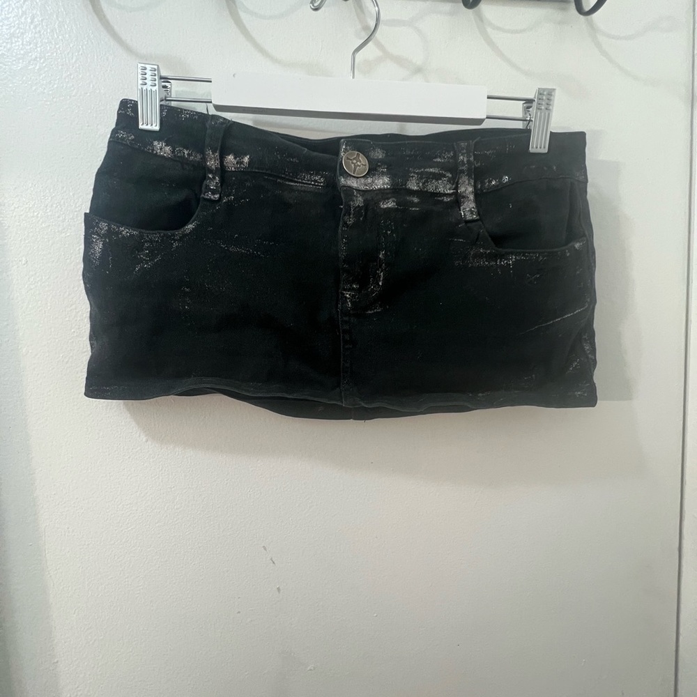 Lip Service Black Denim and Silver Mini